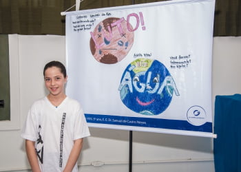 Em 2014, a aluna Sofia Fialho Vitti foi a vencedora na categoria Desenho com o tema Ãgua - Foto: DivulgaÃ§Ã£o