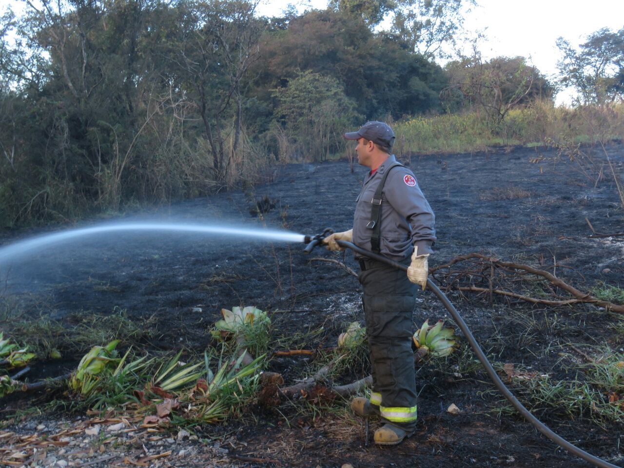 Fogo em terreno mobiliza o Corpo de Bombeiros em Piracicaba