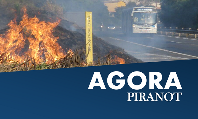 Fogo em rodovia da zona norte de Piracicaba mobiliza bombeiros