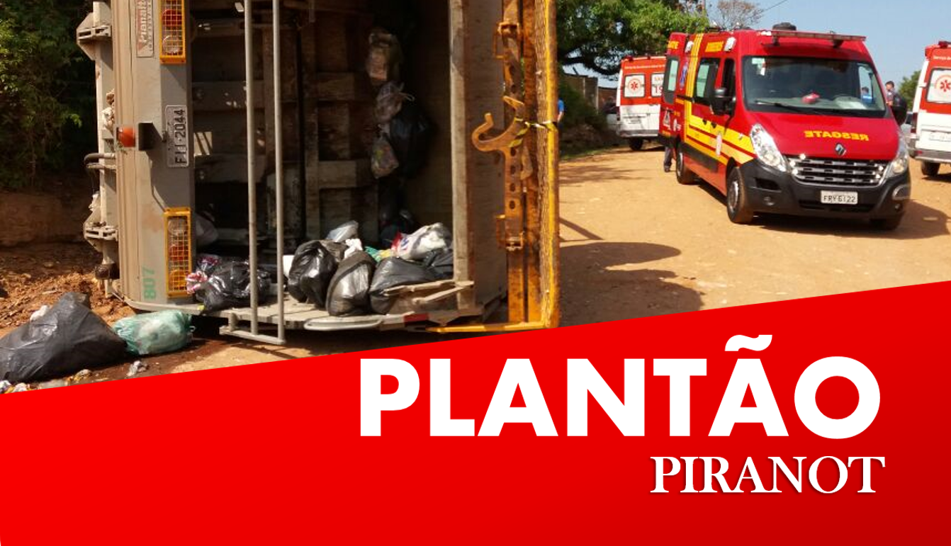 Caminhão de coleta de lixo tomba e deixa quatro feridos em Piracicaba