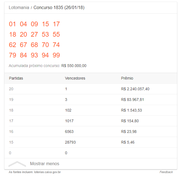 Prêmio da Lotomania acumulou