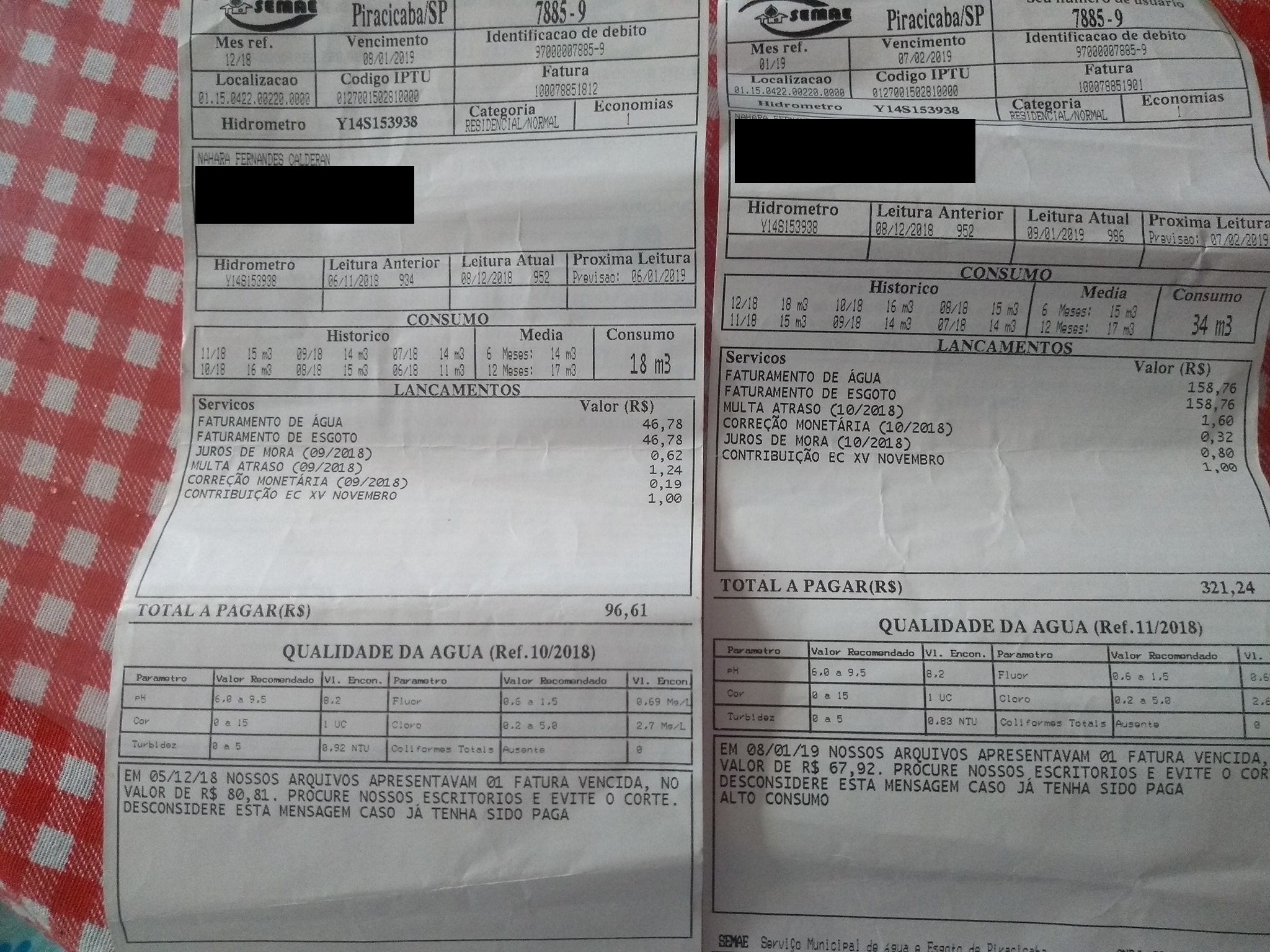 Mesmo com a falta de água em Piracicaba, as contas são abusivas e moradores reclamam