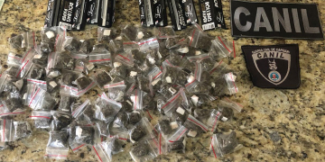 Drogas localizadas pelo Cão Havallo no bairro Ribeirão. Foto|Guarda Civil