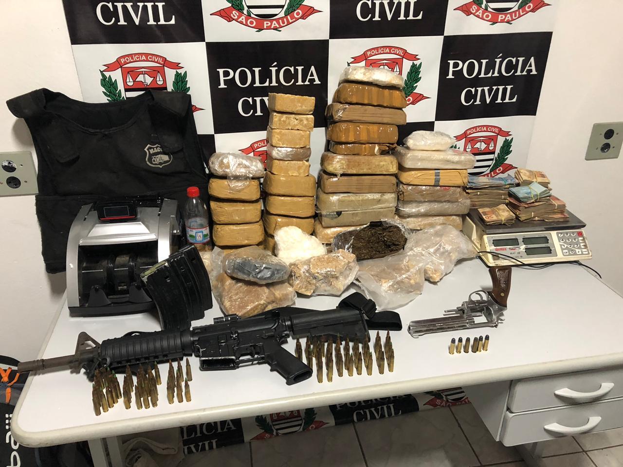 Em Campinas, quadrilha é presa com 32kg de drogas, armas e munições