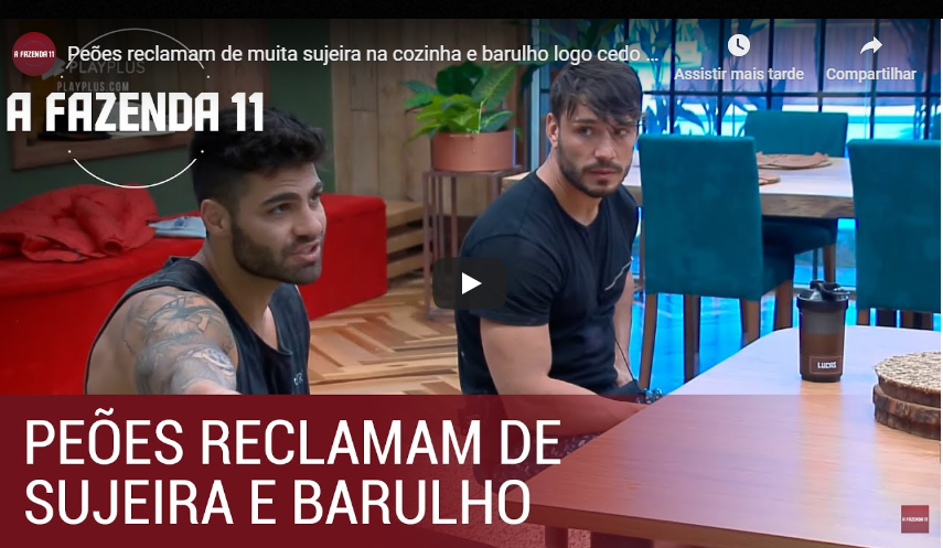 A Fazenda: Peões reclamam de muita sujeira na cozinha e barulho logo cedo