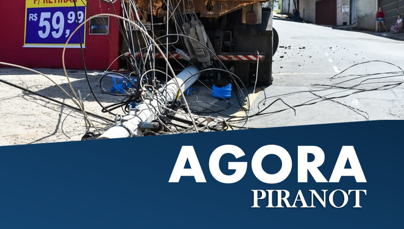 Em Piracicaba, caminhão desgovernado perde freio e arranca postes de energia