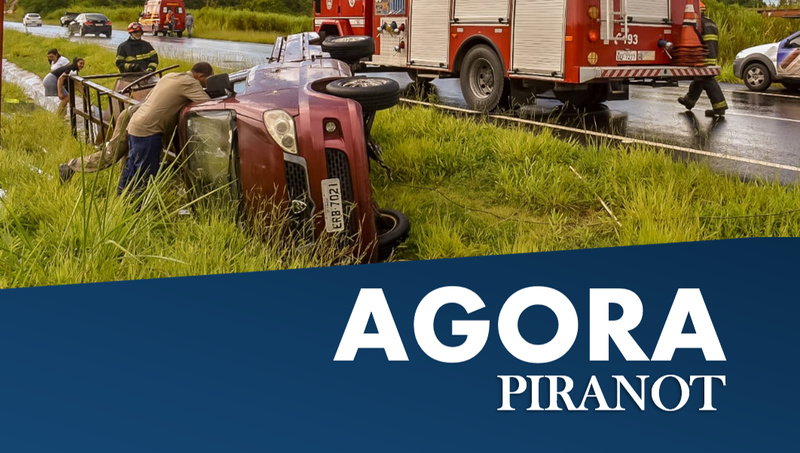 Por conta da chuva, veículo aquaplana e tomba em rodovia de Piracicaba