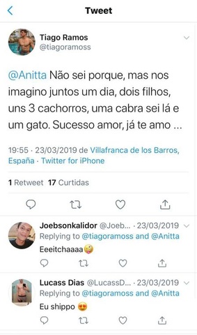 Tiago Ramos se declarou para Anitta Tiago Ramos se declarou para Anitta