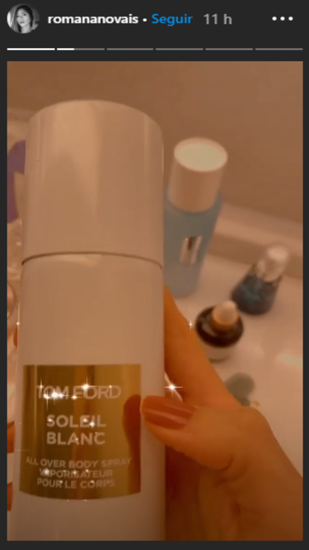 Romana Novais mostra perfume que usa para dormir 