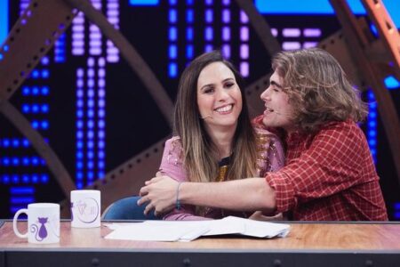Tatá Werneck e Rafa Vitti gravam programa juntos para comemorar Dia dos Namorados
