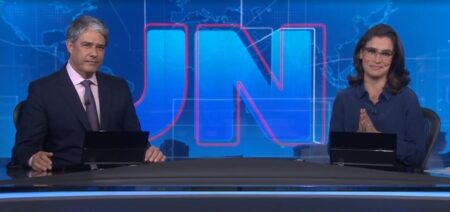 William Bonner e Renata Vasconcellos no Jornal Nacional - Globo