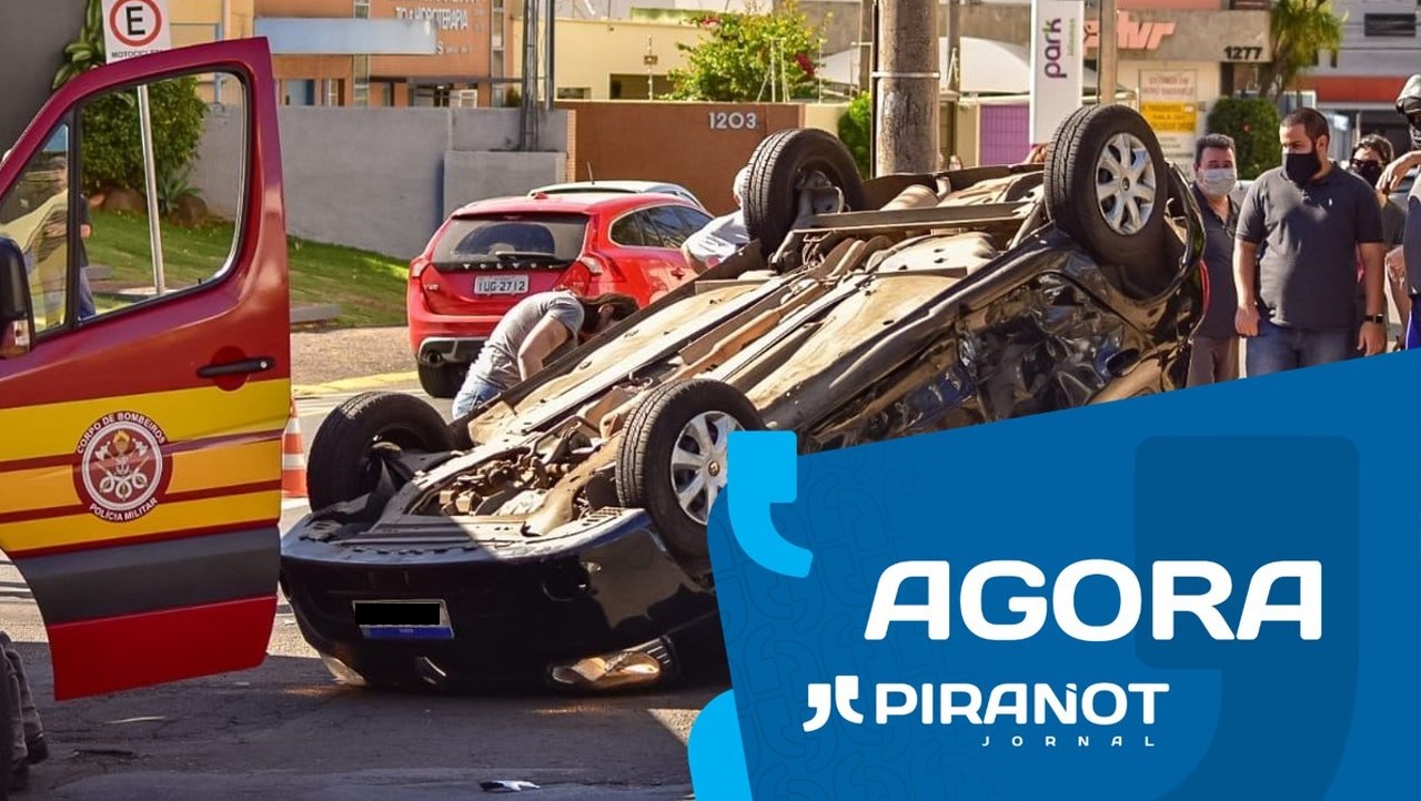 Mulher fica ferida após capotar seu veículo em avenida movimentada de Piracicaba