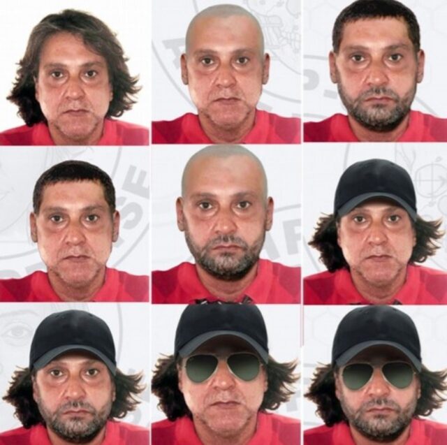 Uma foto dos retratos de possíveis visuais usados pelo assassino