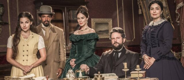 Uma foto do elenco de Nos Tempos do Imperador