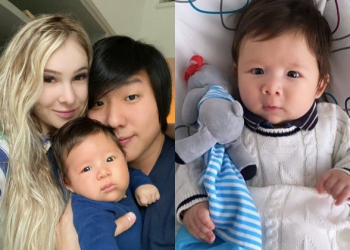 uma foto de pyong lee com a família