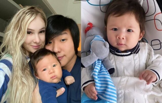 uma foto de pyong lee com a família