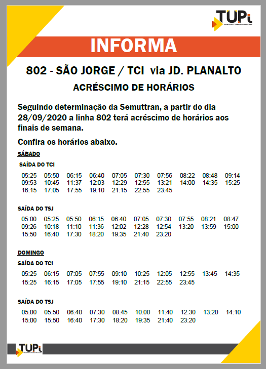 TUPi faz acréscimos de horários em mais linhas de ônibus de Piracicaba; confira TUPi faz acréscimos de horários em mais linhas de ônibus de Piracicaba; confira