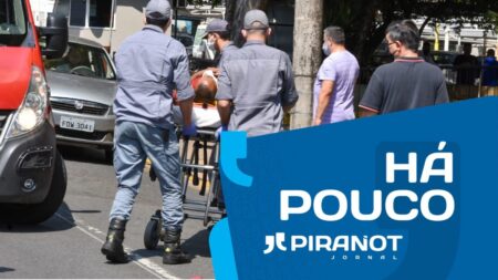 Homem se acidenta de moto no Centro de Piracicaba e gera congestionamento