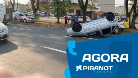 Indivíduo tenta atropelar a ex, mas causa capotamento em avenida de Piracicaba
