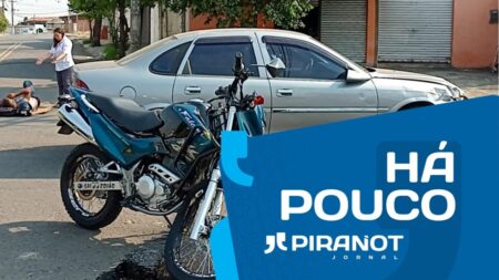 Acidente entre carro e moto deixa uma vítima em rua movimentada de Piracicaba
