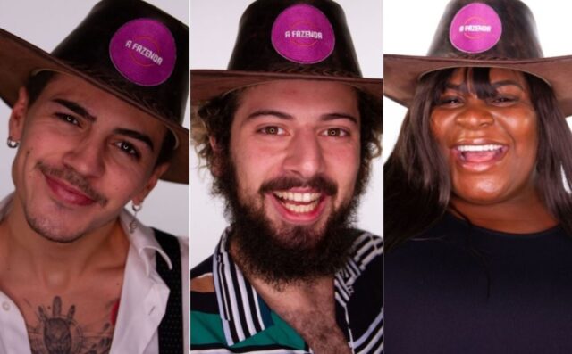 Uma foto do Biel, Cartolouco e Jojo que estão na Roça de A Fazenda Uma foto do Biel, Cartolouco e Jojo que estão na Roça de A Fazenda
