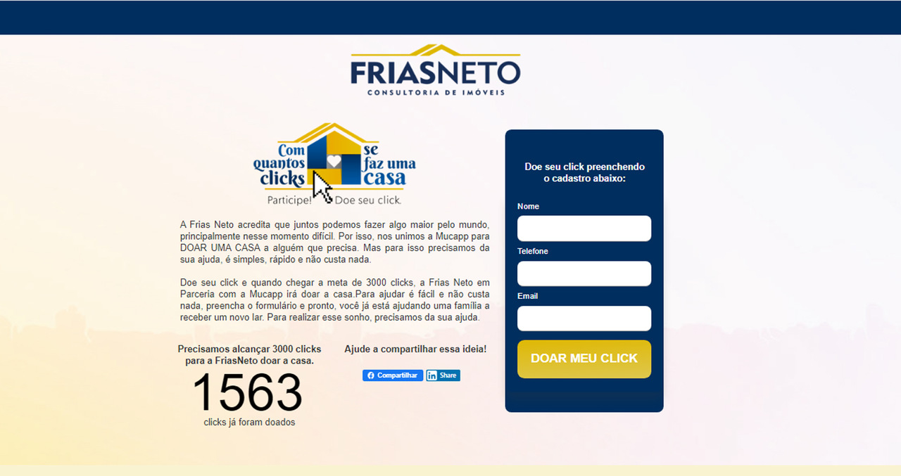 Frias Neto e Mucapp promovem campanha social para doação de casa