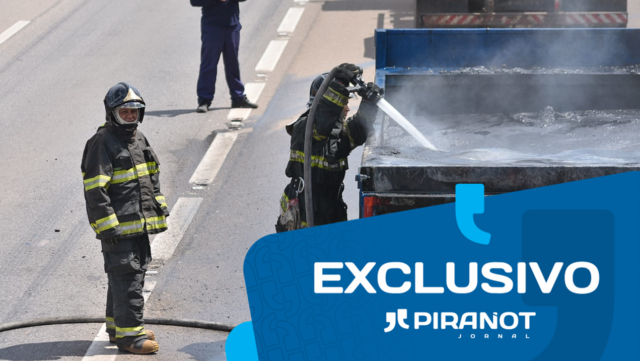 Caçamba de caminhão pega fogo em rodovia de Piracicaba nesta tarde (12)