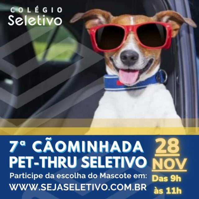 Uma foto do folder da Cãominhada Pet-Thru do Colégio Seletivo