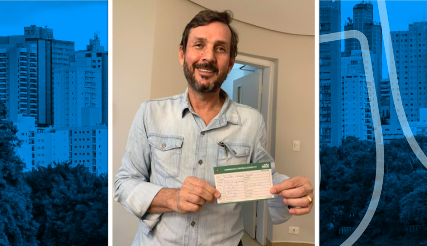 Ex-procurador do município de Piracicaba (SP) toma primeira dose de vacina e comemora