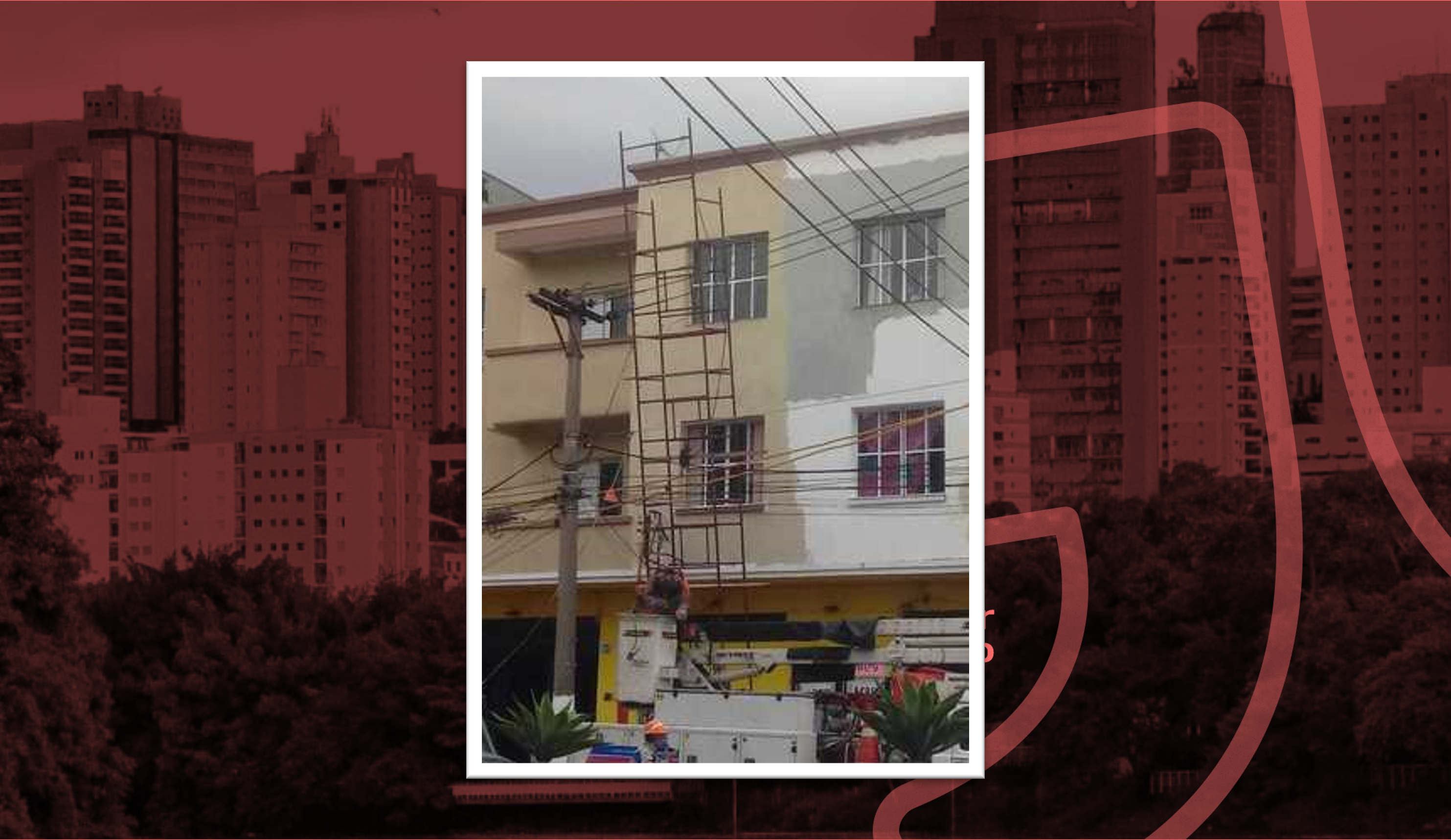 Trabalhador morre eletrocutado em acidente durante pintura de prédio