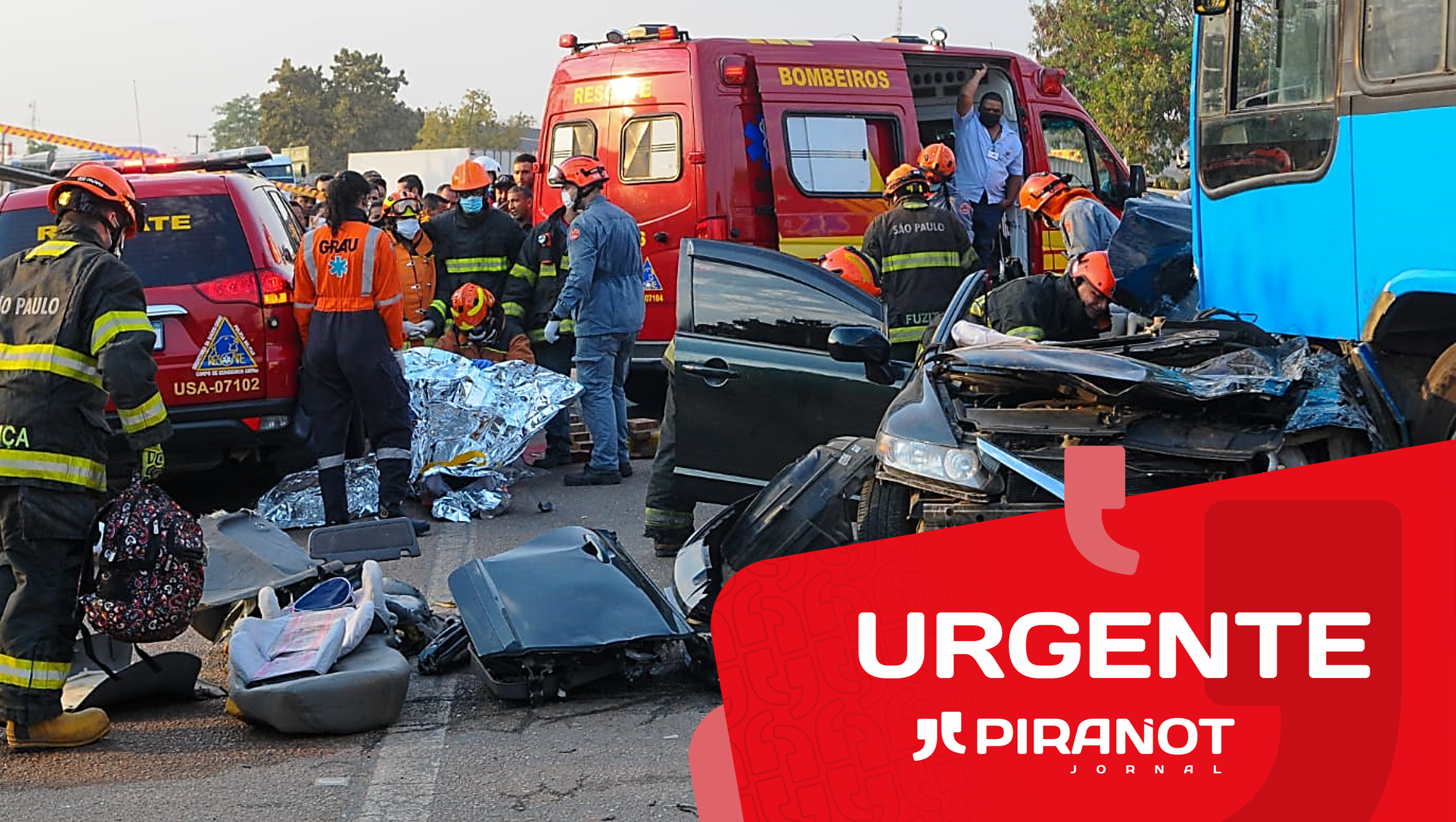 Mulher morre após colisão frontal entre carro e ônibus em Campinas (SP)