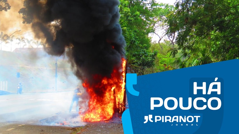 Fogo consome pneus e árvore nesta tarde (28), em Piracicaba (SP)
