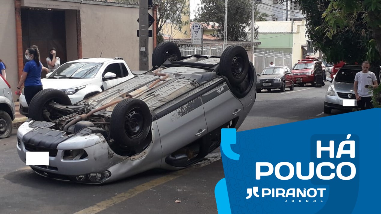Homem fica ferido após capotar veículo no Centro de Piracicaba (SP)