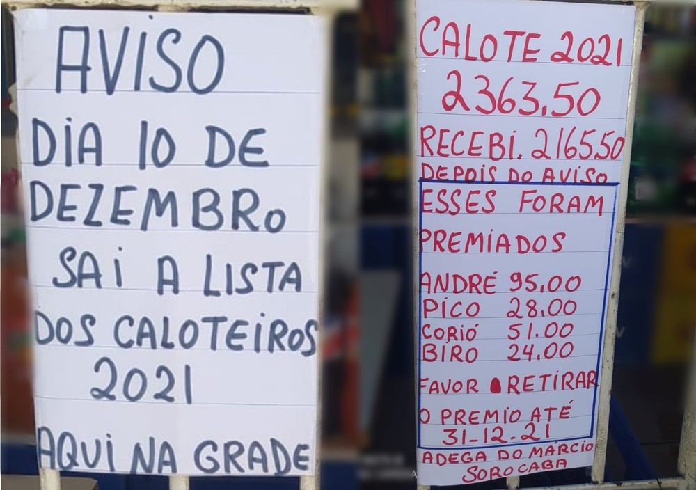 Dono de bar divulga lista de caloteiros de 2021 na porta do estabelecimento e viraliza na internet