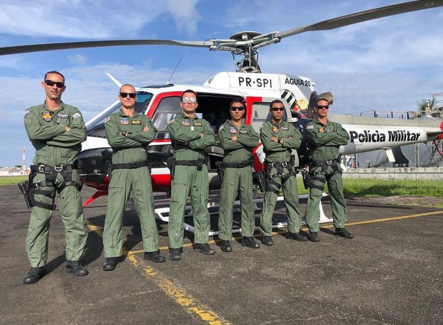 Helicóptero Águia de Piracicaba e tripulação decolam de volta para casa