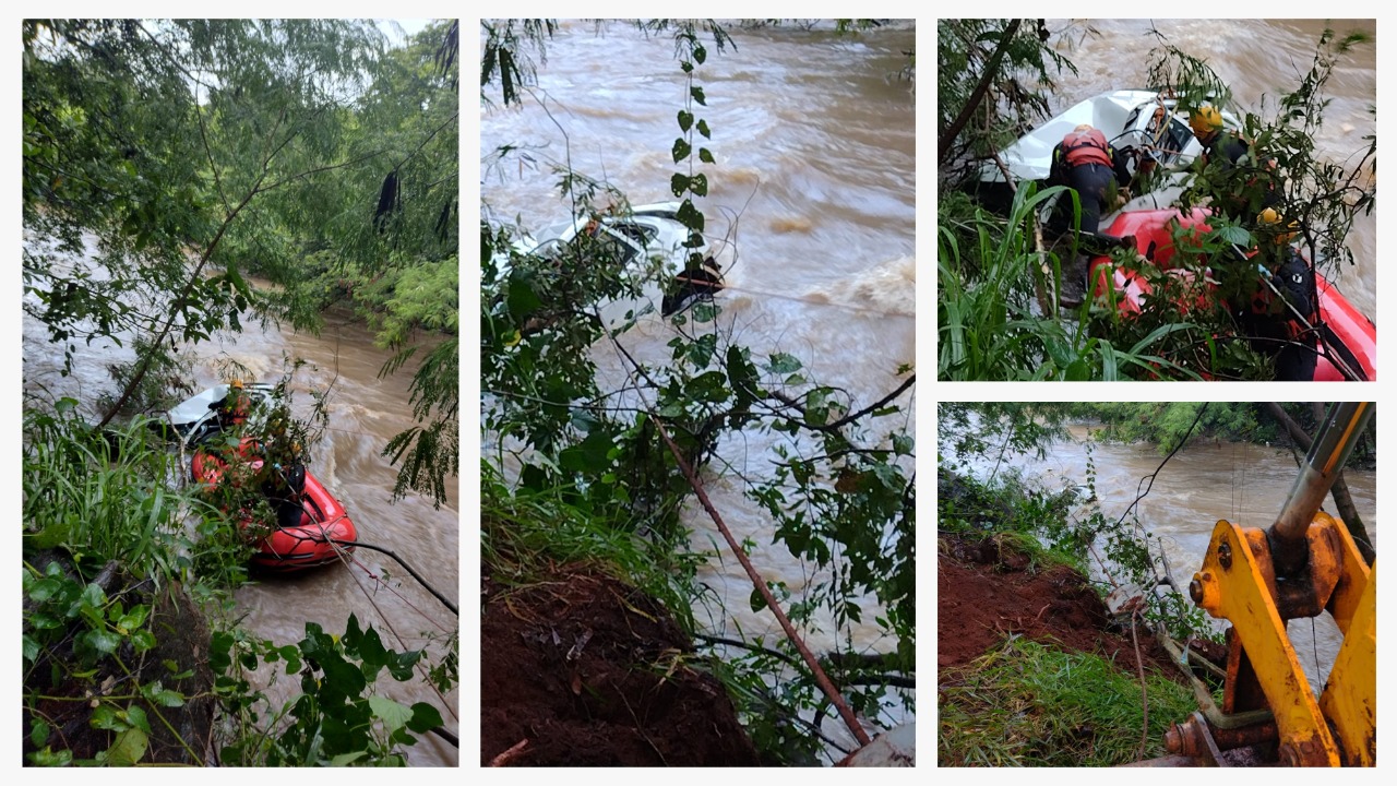 Carro cai em afluente do rio Piracicaba e bombeiros encontram um corpo