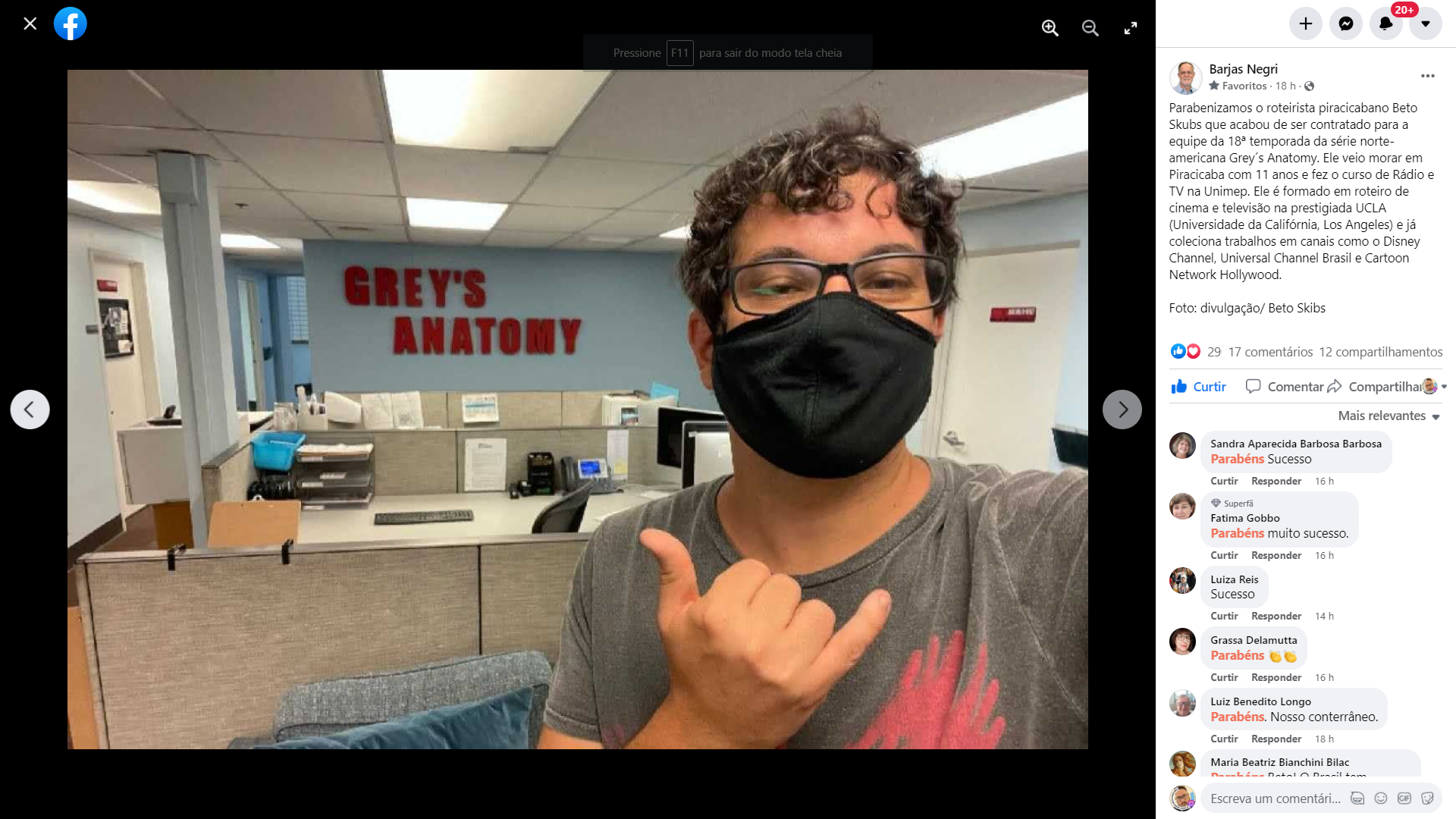 Roteirista de Piracicaba (SP) recebe homenagem de Barjas Negri por “Grey’s Anatomy”