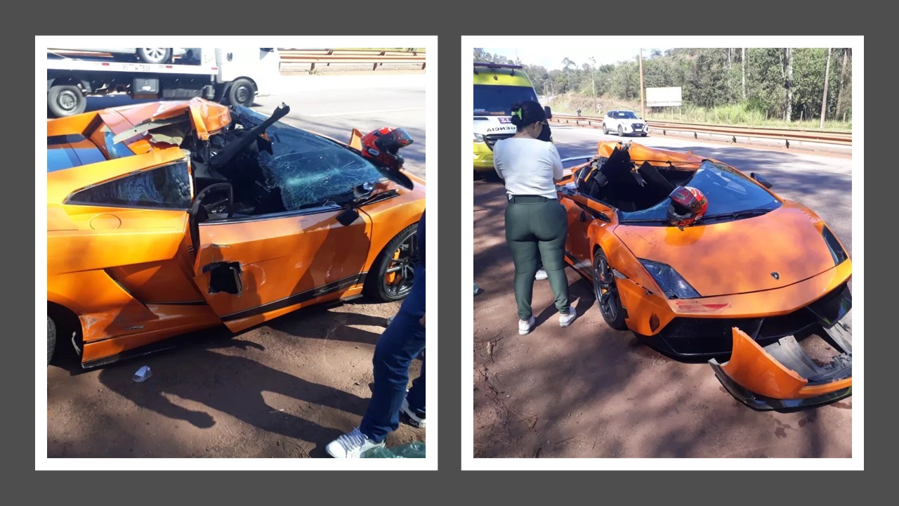 Lamborghini avaliada em R$ 1,4 milhão causa acidente em alta velocidade