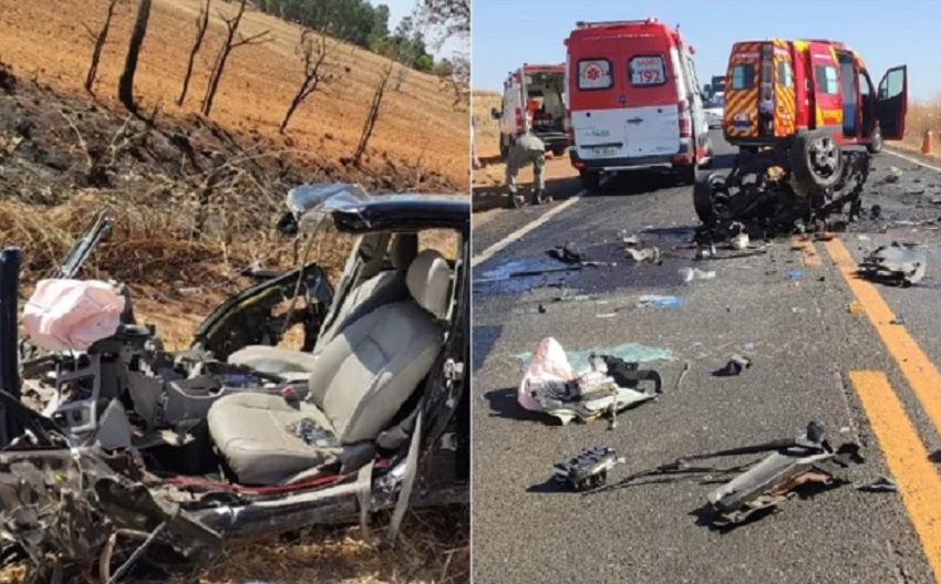 Grave acidente entre dois carros mata sete pessoas; um dos veículos ficou partido ao meio