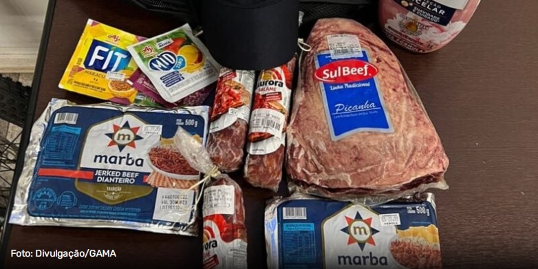 Homem é preso após furtar picanha e outros produtos de supermercado