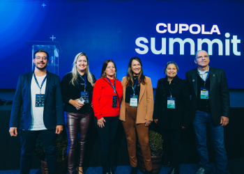 (Da esquerda para a direita): Felipe Iglesia, Flávia Castilho, Tania Vendrusculo, Angela Bueno, Celisa Amaral Frias e Angelo Frias Neto