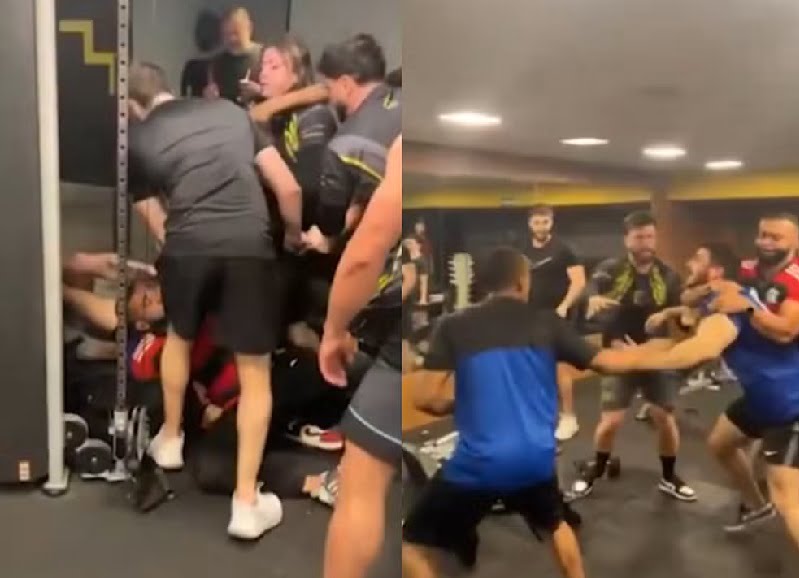 Alunos de academia brigam entre si após um debochar do outro durante prática de exercício