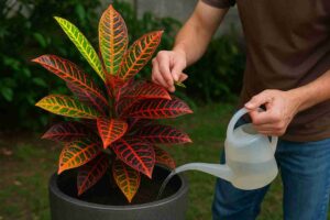 3 erros de rega com crótons que vão atrapalhar o crescimento