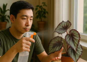 Entenda por que borrifar água na begônia-rex pode atrair fungos e arruinar suas folhas