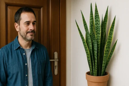 Espada-de-são-jorge do lado direito da porta protege sua casa