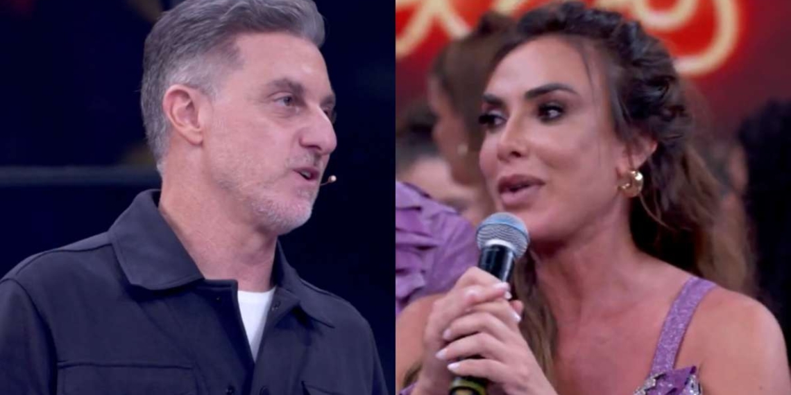 Luciano Huck e Nicole Bahls no Domingão (Reprodução/TV Globo) Foto: Contigo