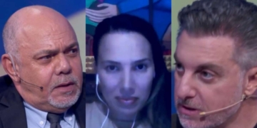 Antônio, Bruna e Luciano Huck no Quem Quer Ser um Milionário, no Domingão (Reprodução/TV Glo...