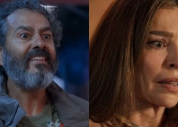 Joaquim (Marcos Palmeira) e Arminda (Grazi Massafera) de Três Graças (Reprodução/TV Globo) Fo...