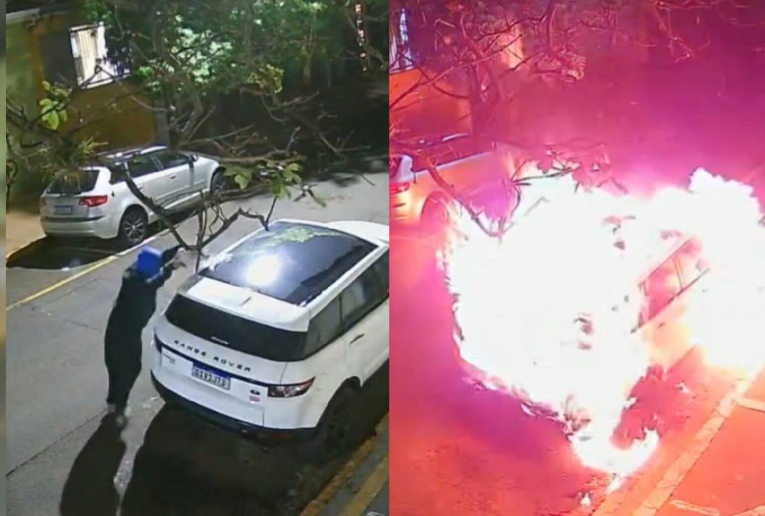 Indivíduo mascarado é flagrado por câmera jogando gasolina e incendiando carro em Piracicaba