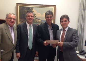 João Orlando Pavão, João Francisco de Sampaio Moreira, Adilson Zampieri e Ettore Geraldo Avolio durante visita ao Fórum de Piracicaba - Foto: Divulgação
